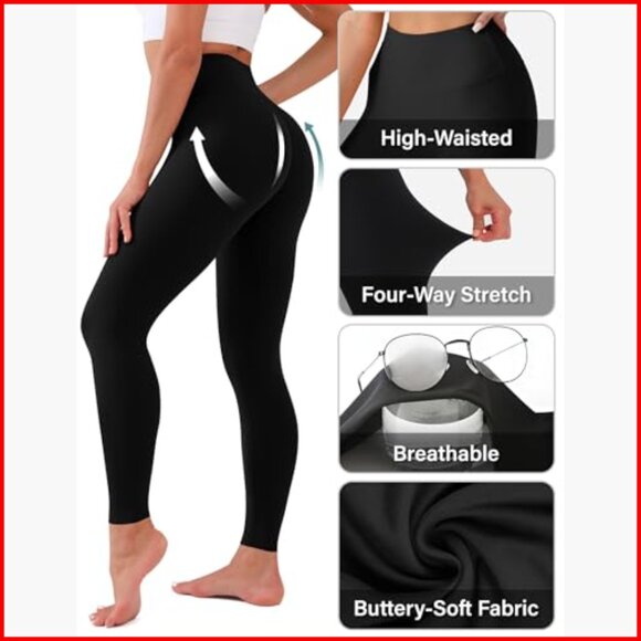 High Waisted Tummy Control Leggings Buttery Soft Yoga Pants for Workout - Picture 5 of 7